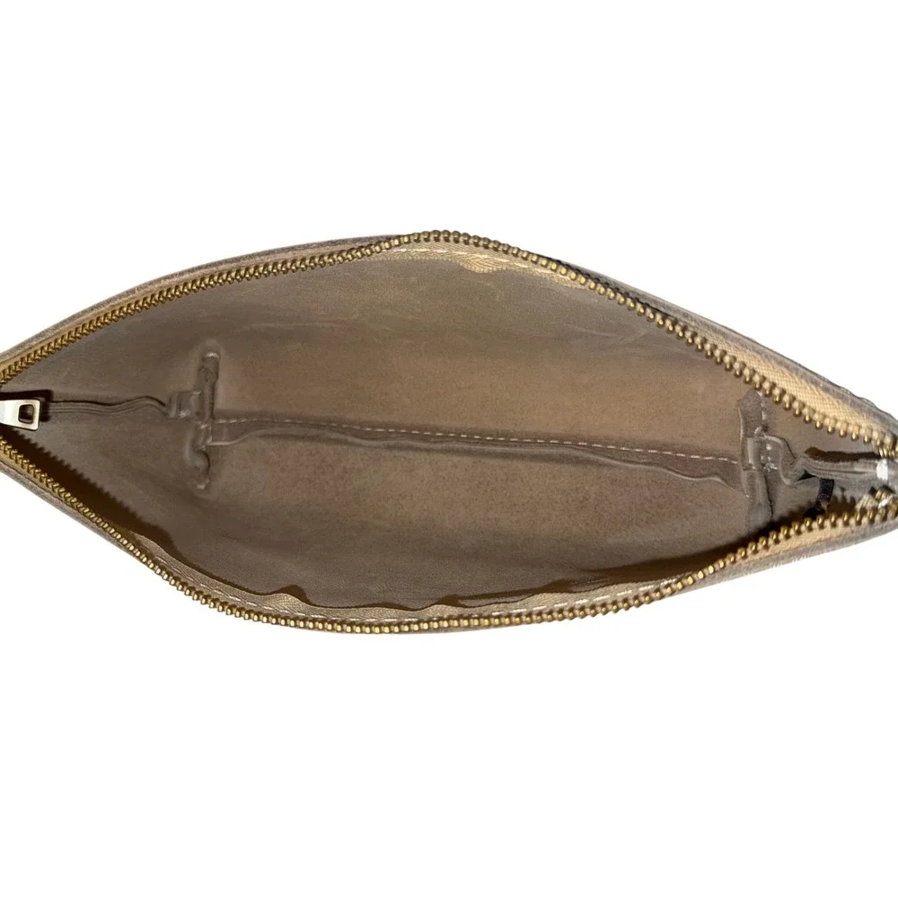 Portland Leather Goods Gray Utility Bag Full Grain Leather Cosmetic Pouch NWT